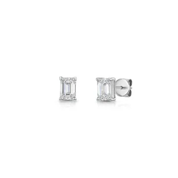 18ct White Gold Emerald Cut 1.00ct Lab Grown Diamond Stud Earrings