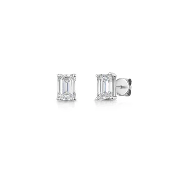 18ct White Gold Emerald Cut 1.50ct Lab Grown Diamond Stud Earrings