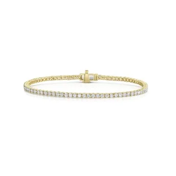18ct Yellow Gold Round Brilliant 3.00ct Lab Grown Diamond 4 Claw Tennis Bracelet