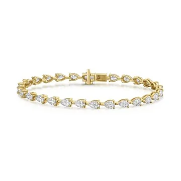 18ct Yellow Gold 7.00ct Lab Grown Pear Cut Diamond Bracelet