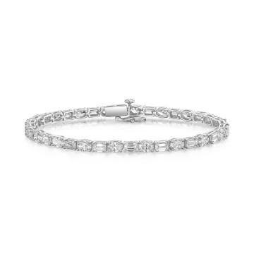 18ct White Gold Emerald & Oval Cut 8.50ct Lab Grown Diamond Bracelet