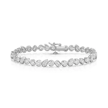 18ct White Gold Mixed Cut 7.00ct Lab Grown Diamond Bracelet