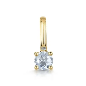 9ct Yellow Gold Round Brilliant Aquamarine Solitaire Pendant Charm