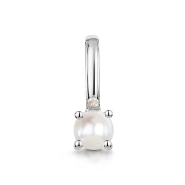 9ct White Gold Round Brilliant Pearl Solitaire Pendant Charm