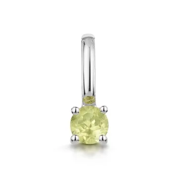 9ct White Gold Round Brilliant Peridot Solitaire Pendant Charm