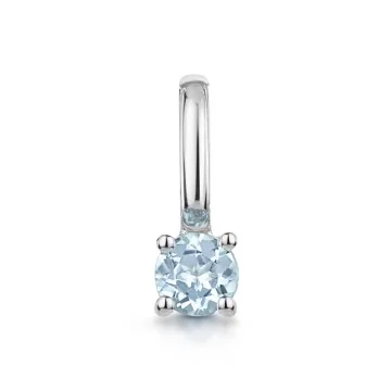 9ct White Gold Round Brilliant Topaz Solitaire Pendant Charm