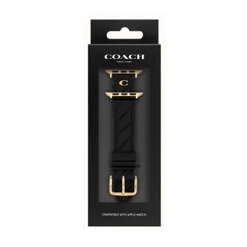Coach Black Silicone Quilted Textured Apple Watch Strap 14700317