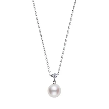 Mikimoto Classic 18ct White Gold Pearl and 0.08ct Diamond Pendant Necklace PPL10149DW