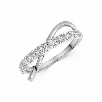 9ct White Gold Round Brilliant 0.50ct Diamond Open Twist Fancy Band