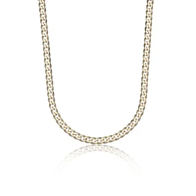 Mens Gold Plated Sterling Silver Curb Chain Necklace