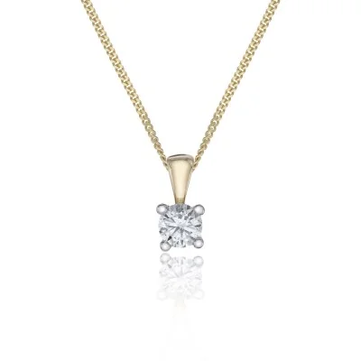 18ct Yellow Gold 0.33ct Brilliant Diamond Solitaire Pendant