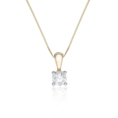 18ct Yellow Gold 0.50ct Round Brilliant Diamond Solitaire Pendant