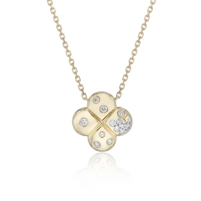18ct Yellow Gold 0.21ct Round Brilliant Cluster Flower Style Pendant