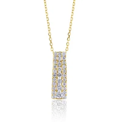 18ct Yellow Gold Brilliant Cut 0.40ct Diamond Bar Pendant