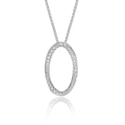 18ct White Gold Brilliant Cut Diamond  0.54ct Twisted Circle Pendant
