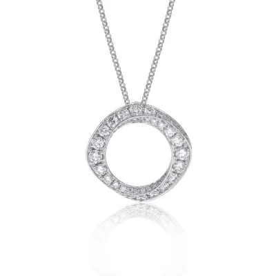 18ct White Gold Brilliant Cut Diamond 1ct Twisted Circle Pendant