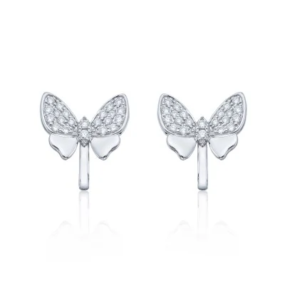 9ct White Gold Brilliant Cut 0.65ct Diamond Butterfly Earrings