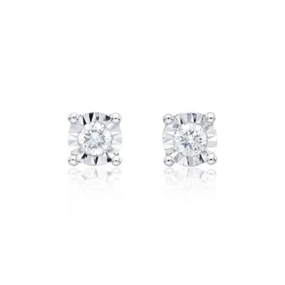 9ct White Gold Brilliant Cut 0.20ct Diamond Stud Earrings