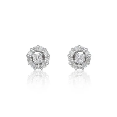 9ct White Gold Brilliant Cut 0.25ct Diamond Cluster Stud Earrings