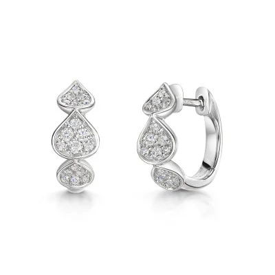 9ct White Gold 0.56ct Diamond Cluster Hoop Earrings