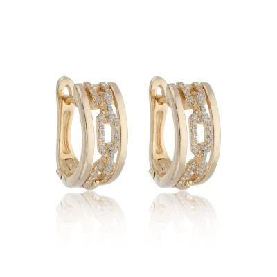 9ct Yellow Gold Brilliant Cut 0.46ct Link Diamond Hoop Earrings