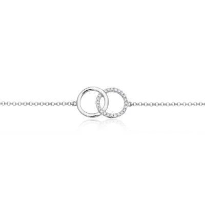 9ct White Gold Brilliant Cut Diamond 0.06ct Interlocking Circle Bracelet