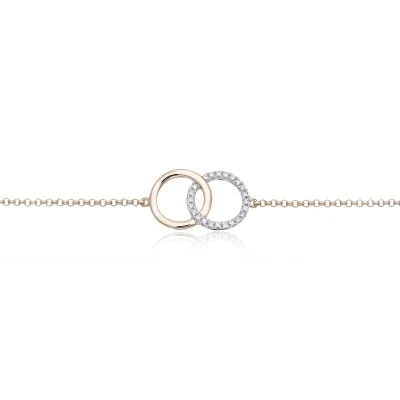 9ct Yellow Gold Brilliant Cut Diamond 0.06ct Interlocking Circle Bracelet