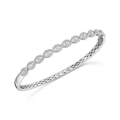 18ct White Gold Round Brilliant 1.22ct Diamond Open Wave Tennis Bangle