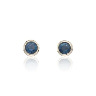 9ct Yellow Gold Sapphire Rub Over 3mm Earrings
