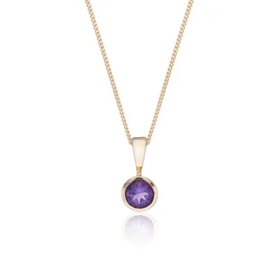 9ct Yellow Gold Amethyst Rub Over Pendant