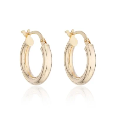 9ct Yellow Gold Plain Tubular Hoop Earrings