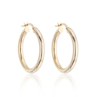 9ct Yellow Gold Plain Tubular Hoop Earrings