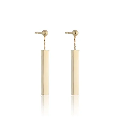 9ct Yellow Gold Bar Drop Earrings