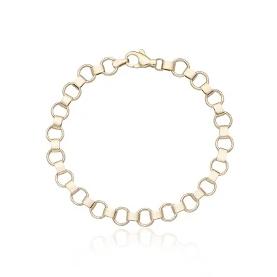 9ct Yellow Gold Flat Rolo Chain Bracelet