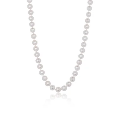 18ct White Gold Freshwater Pearl 8-9.5mm Beaded Necklace