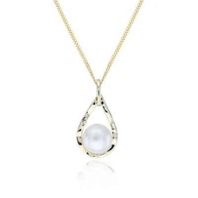 9ct Yellow Gold Pearl Teardrop Pendant