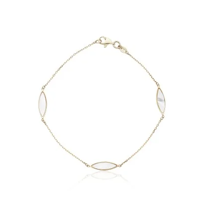 9ct Yellow Gold Mother-of-Pearl Marquise Station Bracelet