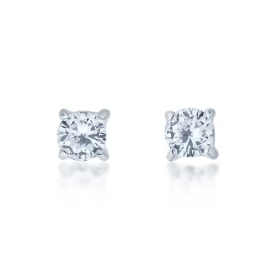 Silver Brilliant Cut Cubic Zirconia Stud Earrings