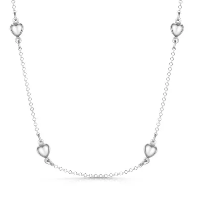 Silver Stationed Heart Necklet