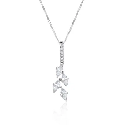 Silver Marquise Cut Cubic Zirconia Drop Pendant