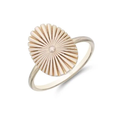 Sterling Silver Yellow Gold Plated Oval Fan Ring