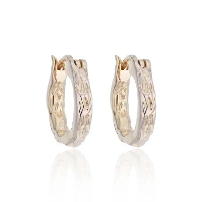 Silver 3 Micron Textured Hoop Earrings