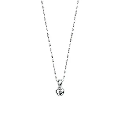 D For Diamond Silver Diamond-Set Heart Pendant
