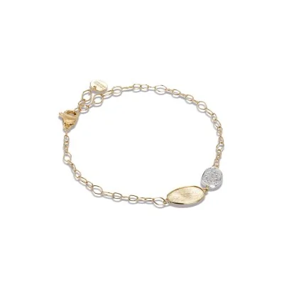 Marco Bicego Lunaria 18ct Yellow Gold 0.09ct Diamond Pave Leaf Bracelet BB2591 B YW