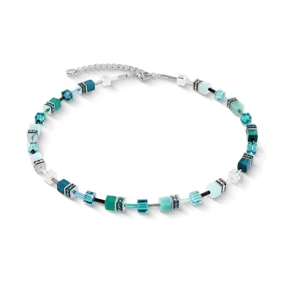 Coeur De Lion GeoCUBE® Iconic Teal Silver Necklace 2838100624