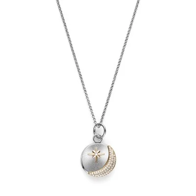 Olivia Burton Signature Celestial Star and Moon Silver Tone Pendant Necklace 24100468