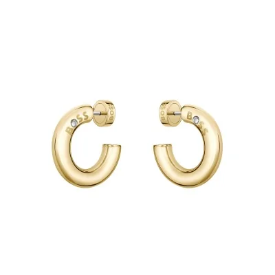 BOSS Live Yellow Gold-Tone Plated Ladies Hoop Earrings 1580690