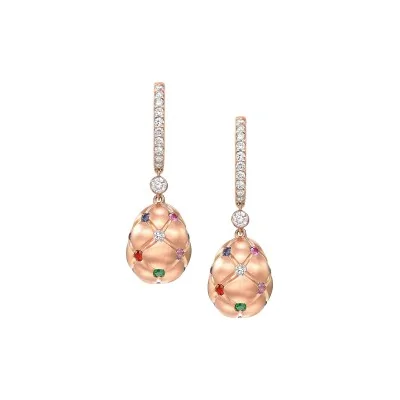 Fabergé Heritage Forever Quilted Egg Drop Earrings with Mixed Gemstones 378EA 1250 / 58