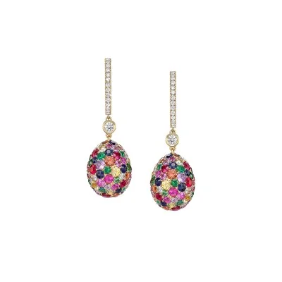 Fabergé Heritage Forever Egg Drop Earrings with Mixed Gemstones 1064EA 1886