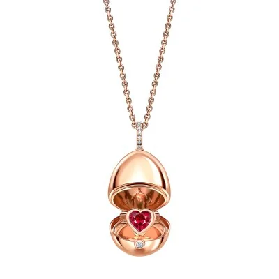Faberg&eacute; Essence Rose Gold 0.42ct Ruby Heart Surprise Locket 1258FP2371/69